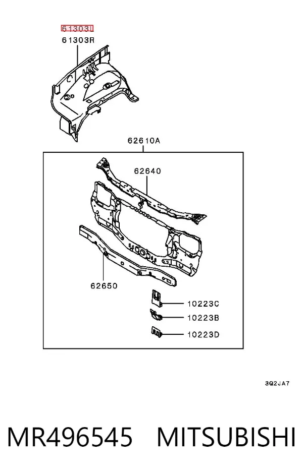 Larguero delantero izquierdo del bastidor MR496545 Mitsubishi