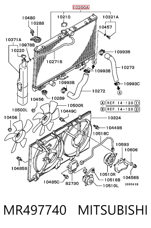 Radiador MR497740 Mitsubishi