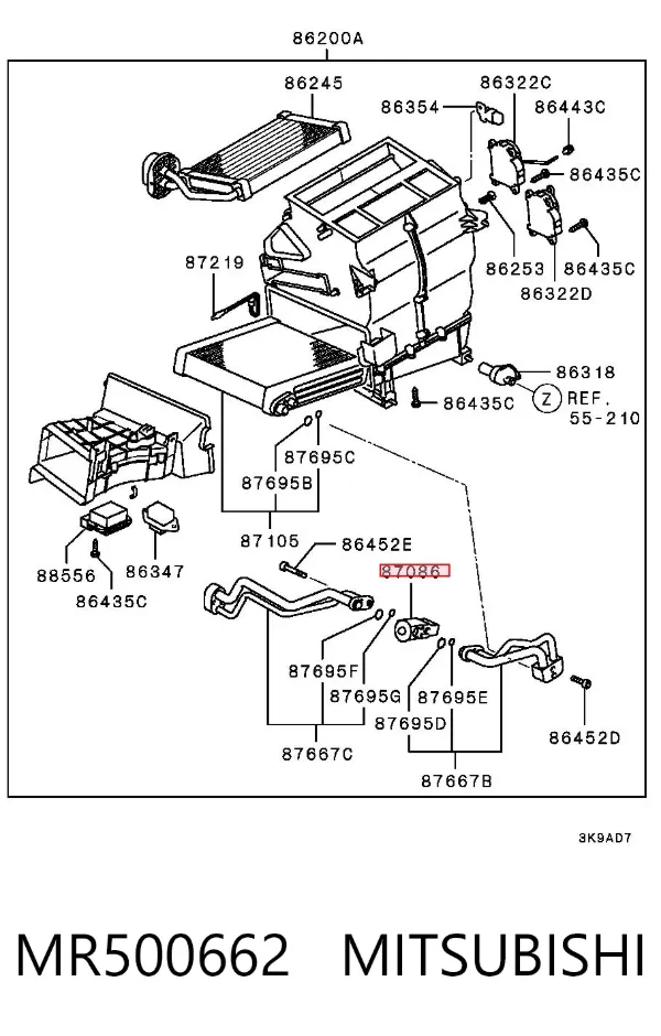 Válvula TRV del aire acondicionado MR500662 Mitsubishi