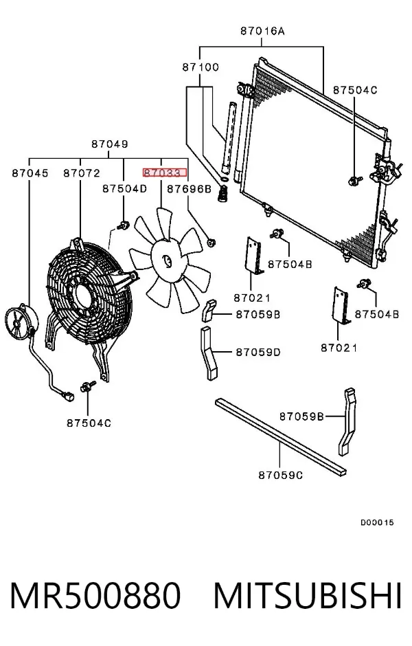 Ventilador para radiador de aire acondicionado MR500880 Mitsubishi