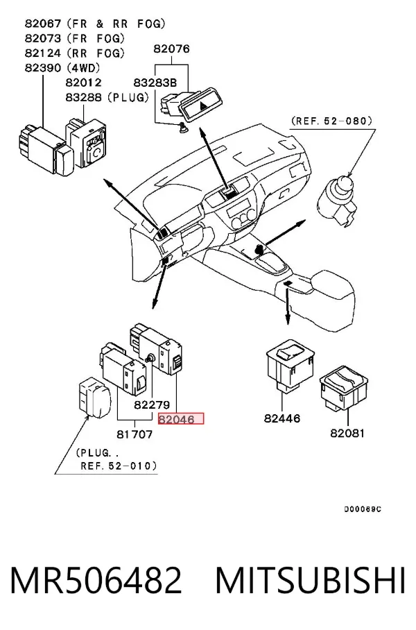 Botón del regulador de altura de faros MR506482 Mitsubishi