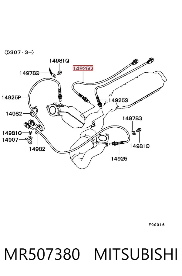 Sonda lambda, sensor de oxígeno después del catalizador derecho MR507380 Mitsubishi