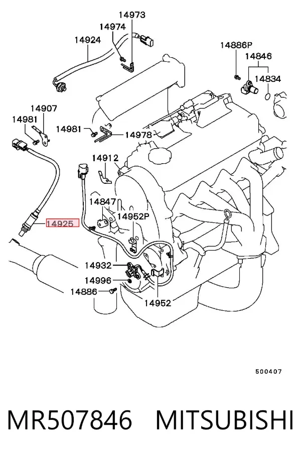 Sonda lambda, sensor de oxígeno antes del catalizador derecho MR507846 Mitsubishi