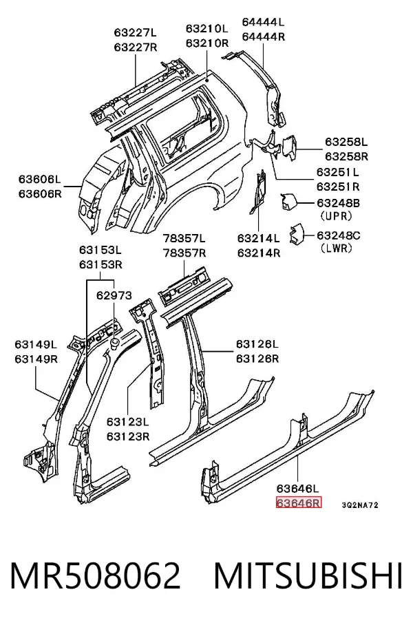 Umbral de puerta, derecha Mitsubishi Pajero SPORT I