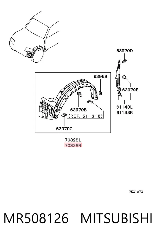 Paso rueda MR508126 Mitsubishi
