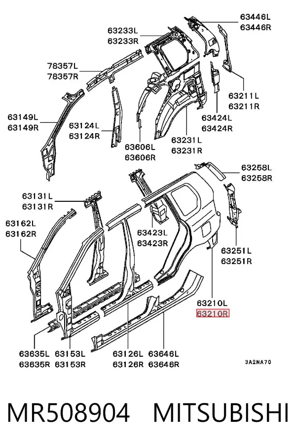 Aleta trasera derecha MR508904 Mitsubishi