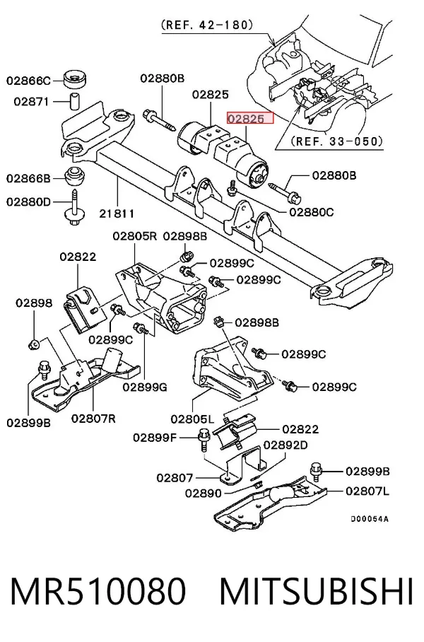 Soporte de motor trasero MR510080 Mitsubishi