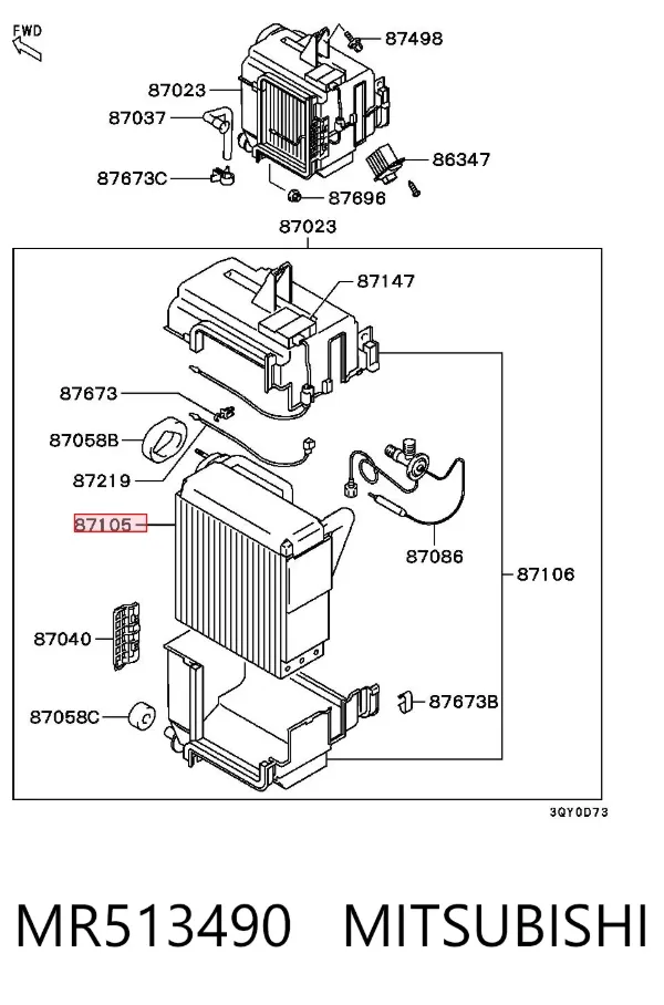 Evaporador de aire acondicionado MR513490 Mitsubishi