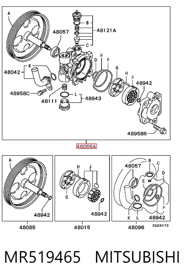 Bomba de dirección MR519465 Mitsubishi