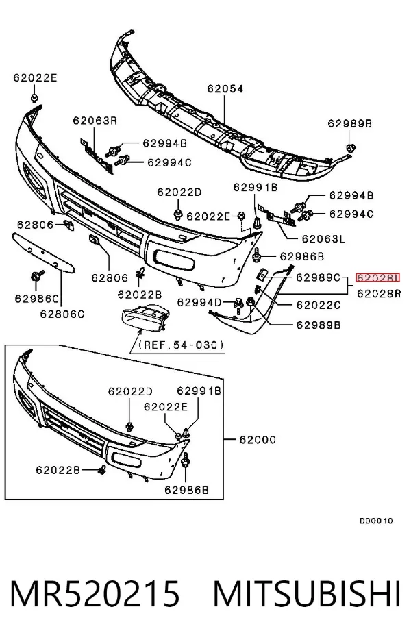 Protector para parachoques delantero izquierdo MR520215 Mitsubishi