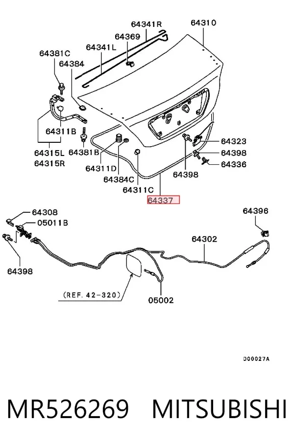Sellador de tapa de maletero MR526269 Mitsubishi