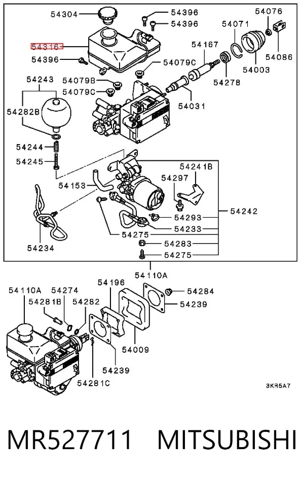 Depósito de líquido de frenos MR527711 Mitsubishi