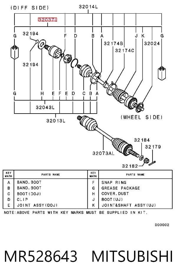 Junta homocinetica MR528643 Mitsubishi