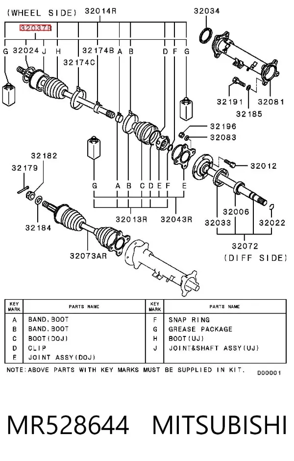 Junta homocinetica MR528644 Mitsubishi