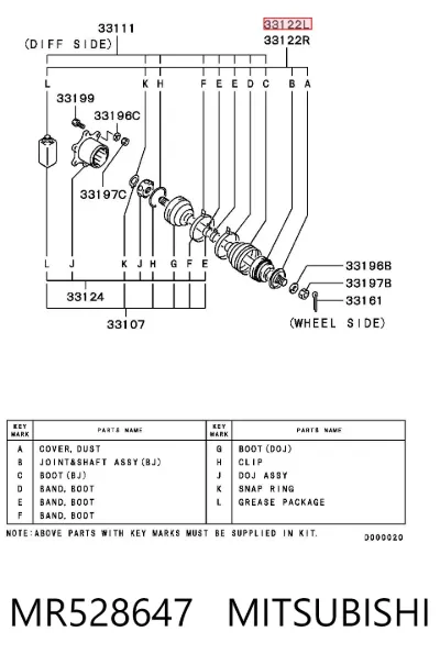 Semieje trasero MITSUBISHI MR528647