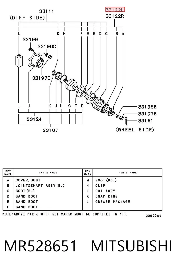 Semieje MR528651 Mitsubishi