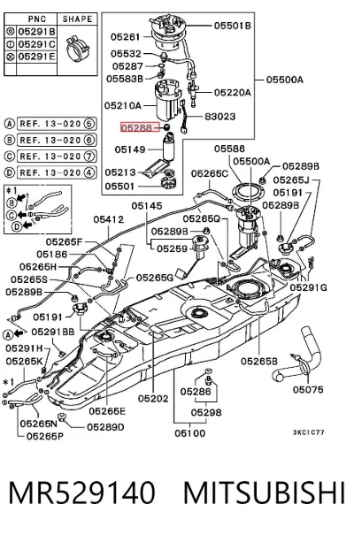 Sello de la bomba de combustible MITSUBISHI MR529140
