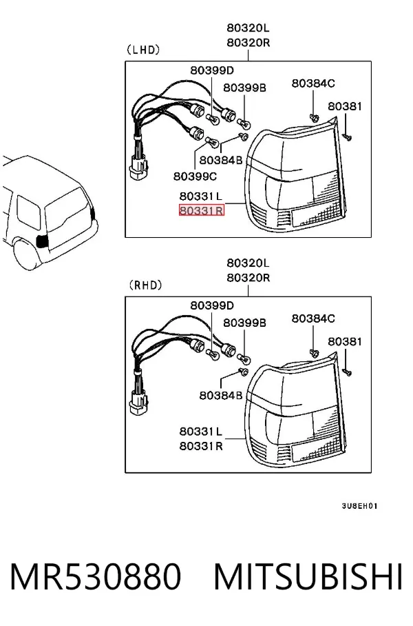 Piloto trasero derecho MR530880 Mitsubishi
