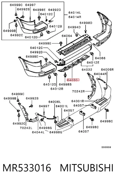 Parachoques trasero, parte central MITSUBISHI MR533016