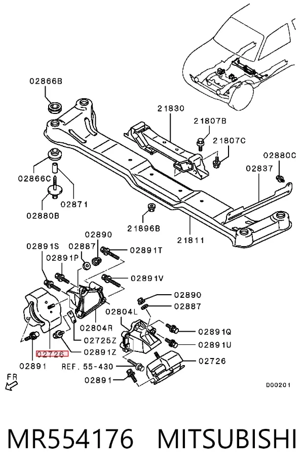 Soporte de motor, Izquierda / Derecha MR554176 Mitsubishi
