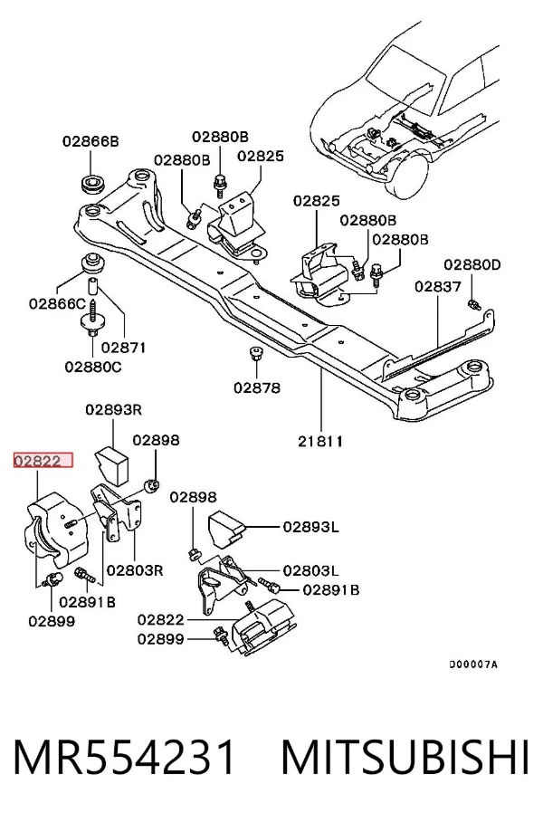 Soporte de motor, Izquierda / Derecha MR554231 Mitsubishi