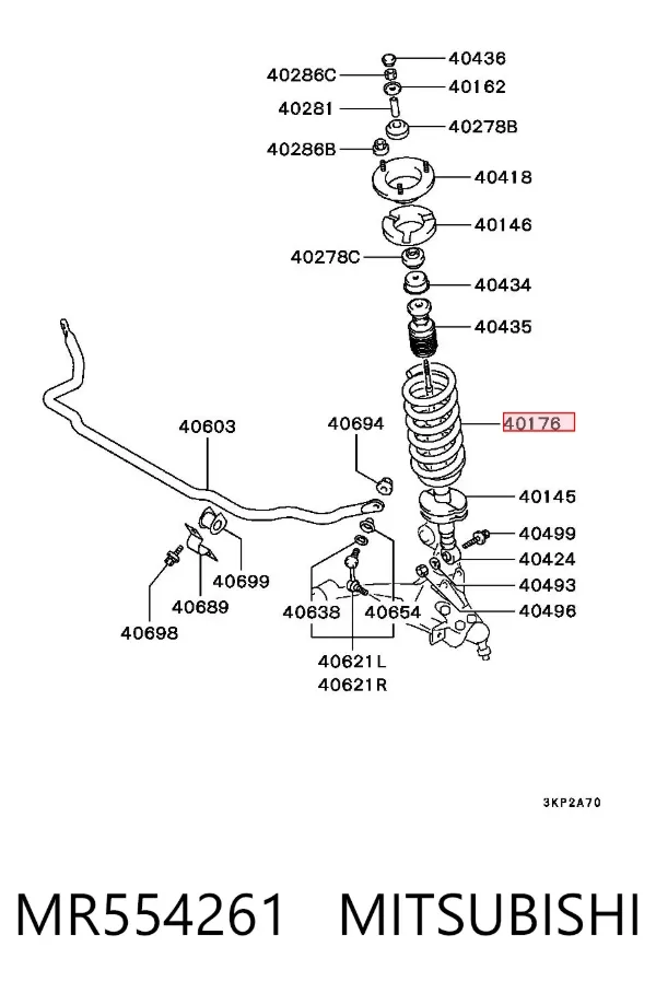 Muelle delantero MR554261 Mitsubishi