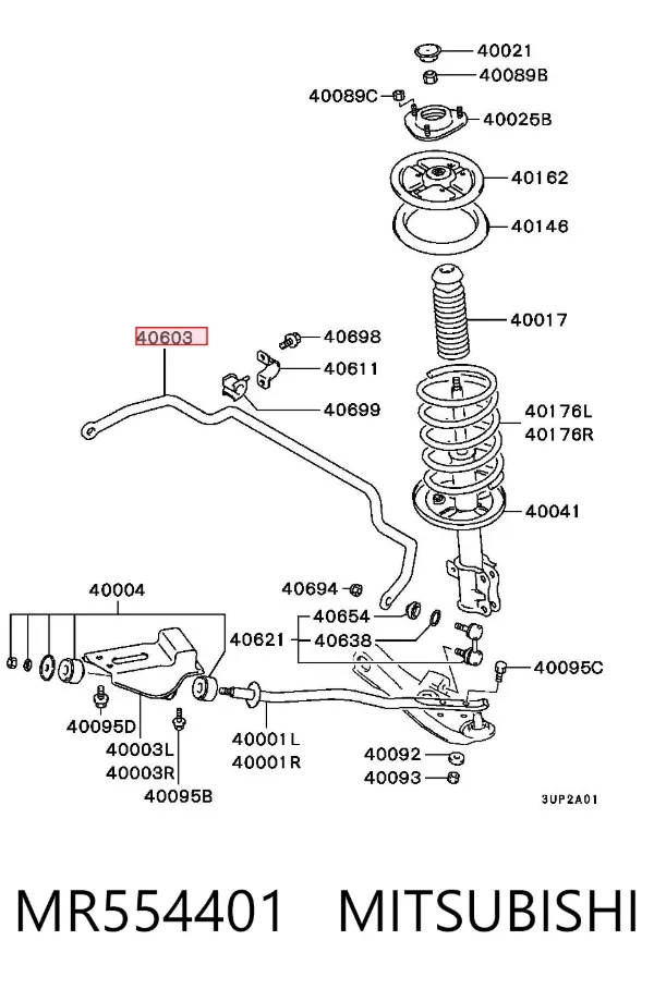 Estabilizador delantero MR554401 Mitsubishi