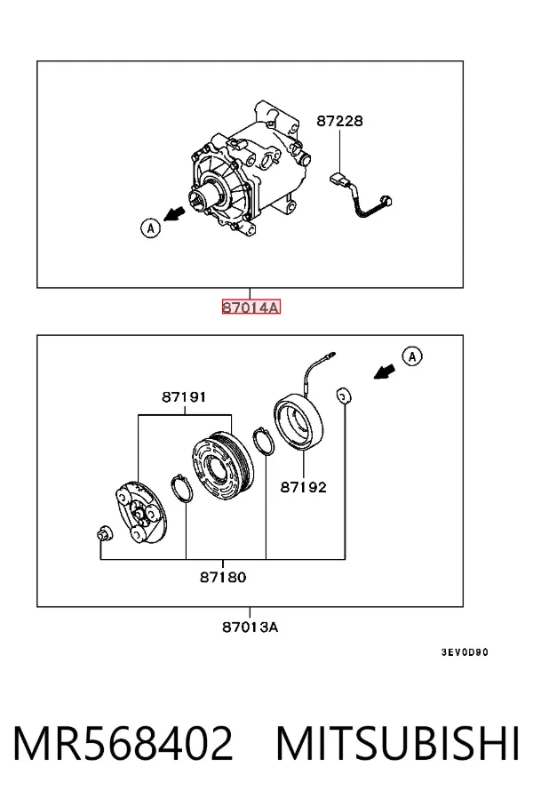 Compresor de aire acondicionado MR568402 Mitsubishi