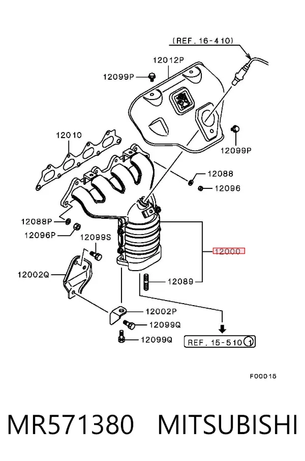 Colector de escape MR571380 Mitsubishi