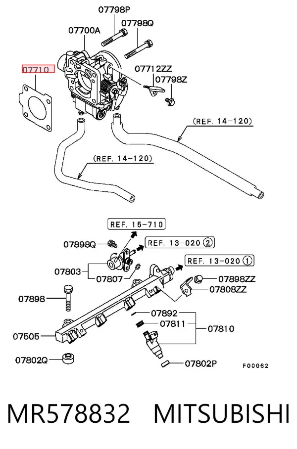Junta cuerpo mariposa MR578832 Mitsubishi