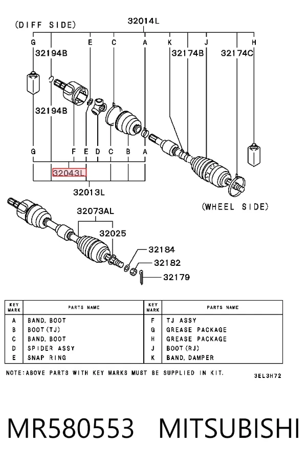 Junta homocinetica MR580553 Mitsubishi