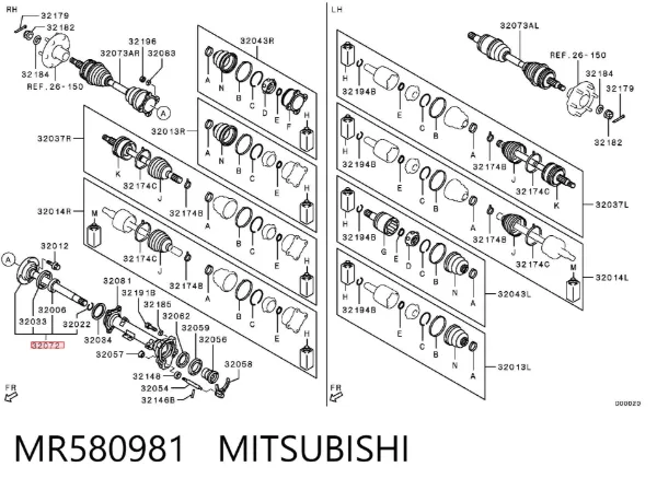 Eje intermedio de transmisión MR580981 Mitsubishi