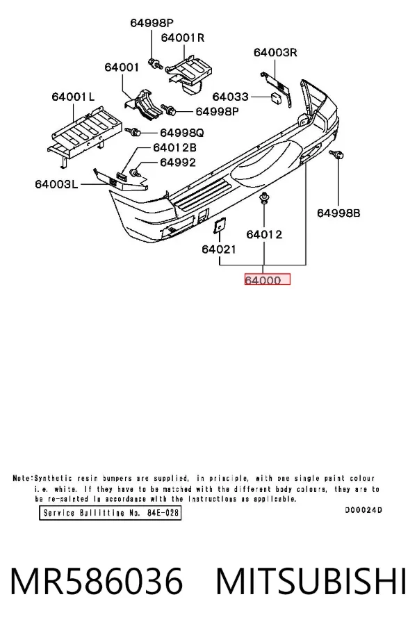 Parachoques trasero MR586036 Mitsubishi