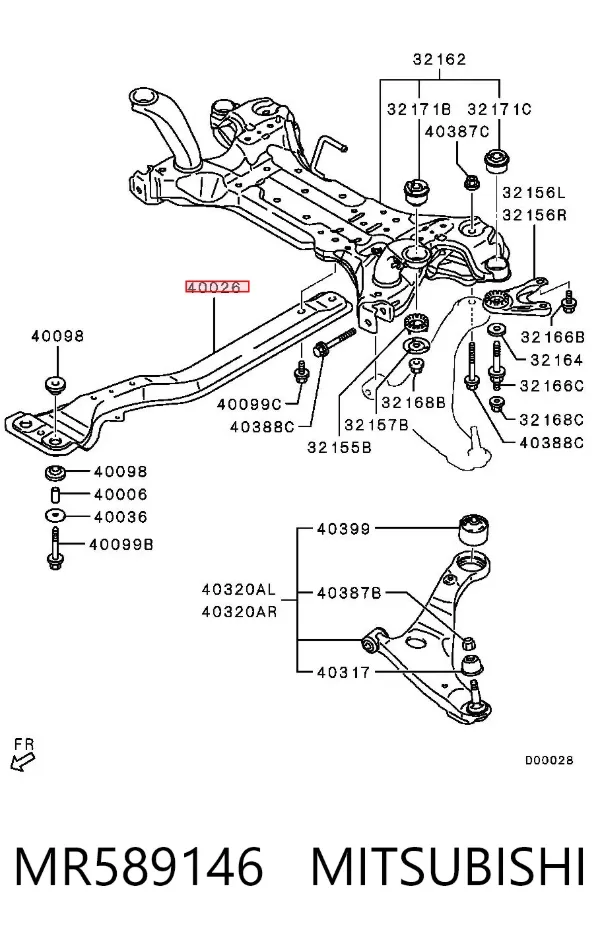 Viga de soporte del motor MR589146 Mitsubishi