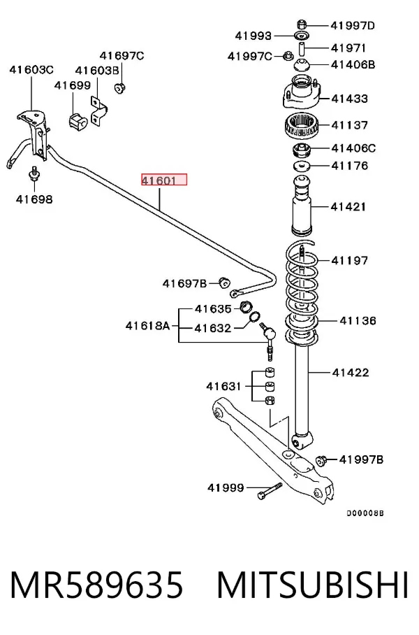 Estabilizador trasero MR589635 Mitsubishi