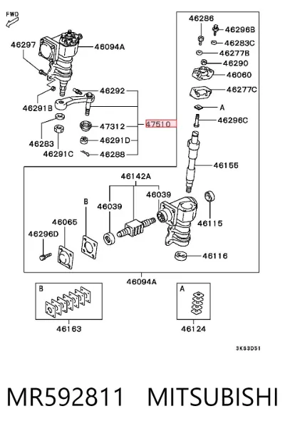 Brazo pitman MITSUBISHI MR592811