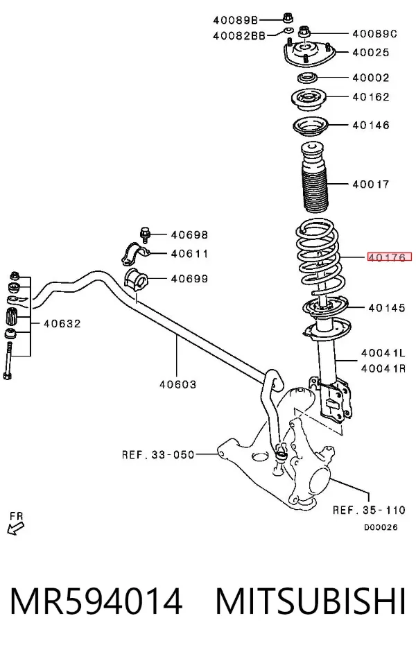 Muelle delantero MR594014 Mitsubishi