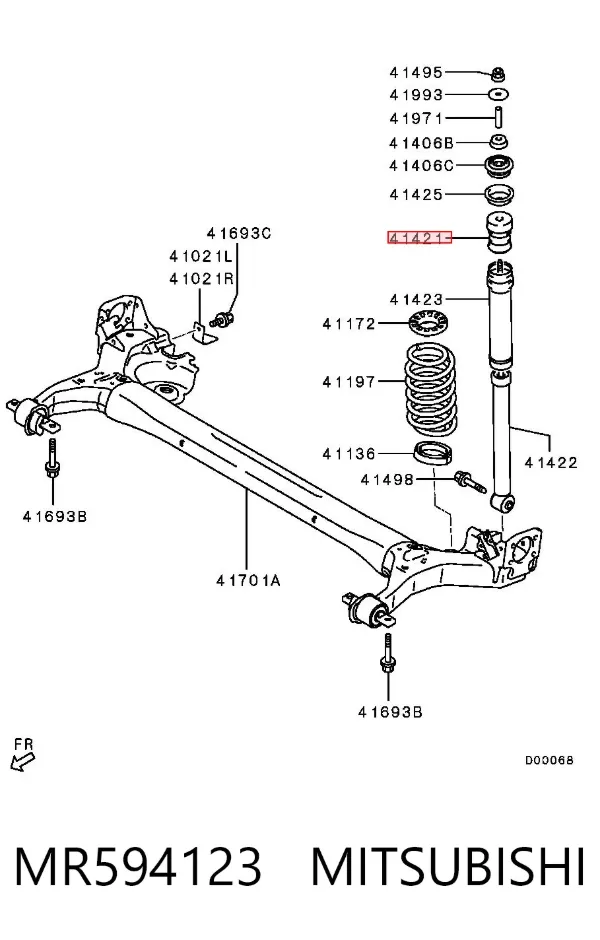 Tope de amortiguador trasero MR594123 Mitsubishi