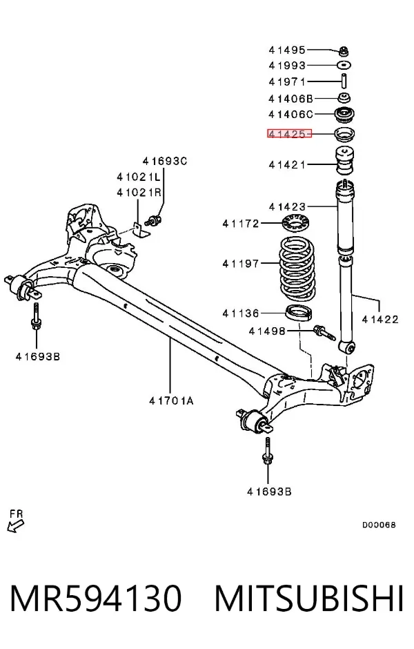 Arandela de casquillo del vástago del amortiguador trasero MR594130 Mitsubishi