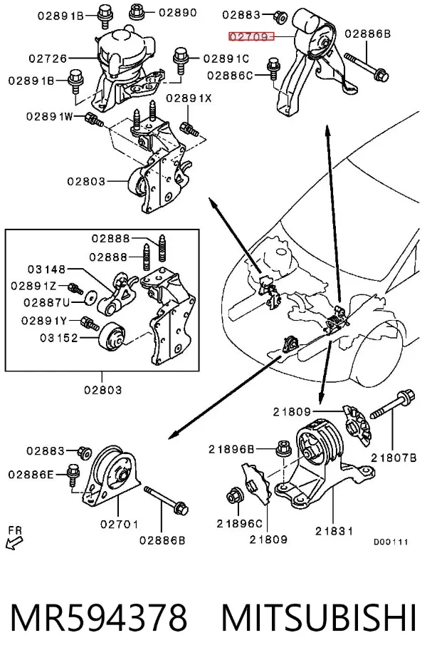 Soporte de motor trasero MR594378 Mitsubishi