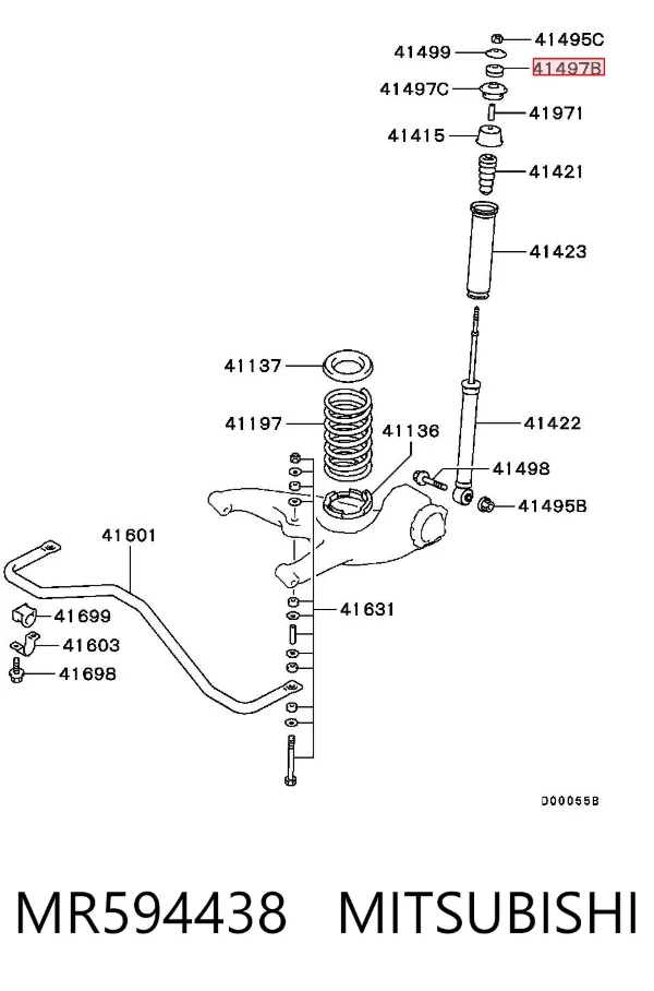 Buje de vástago de amortiguador trasero MR594438 Mitsubishi