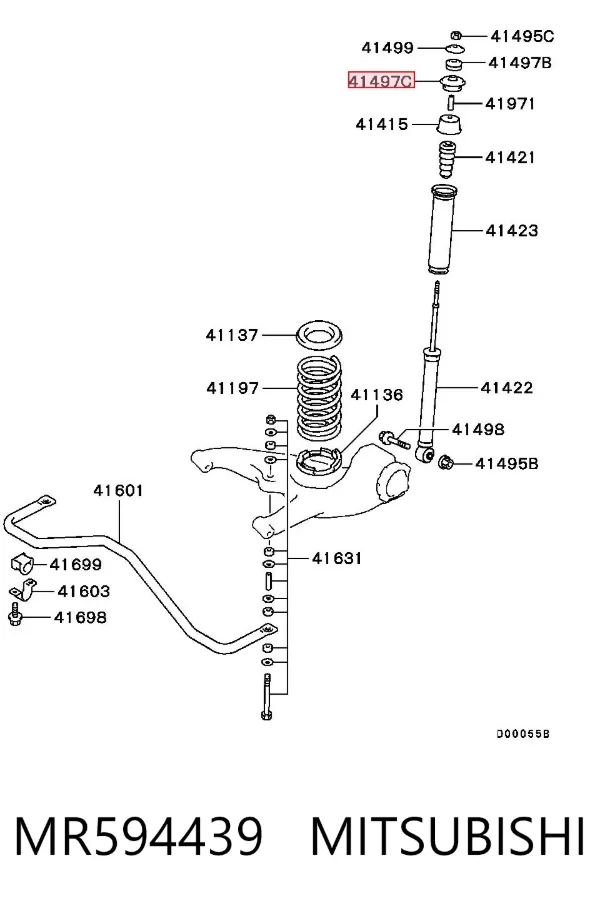 Buje de vástago de amortiguador trasero MR594439 Mitsubishi