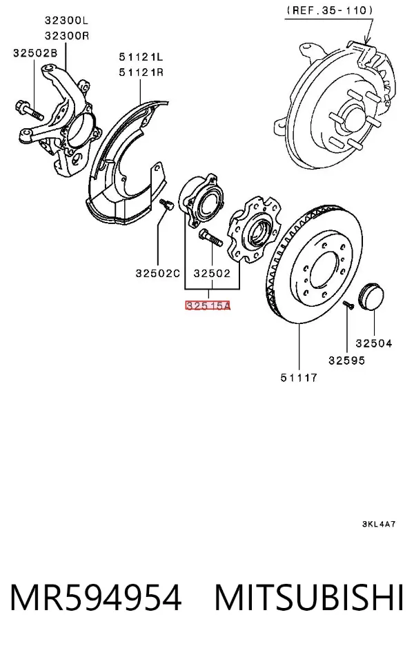 Buje de rueda delantero MR594954 Mitsubishi