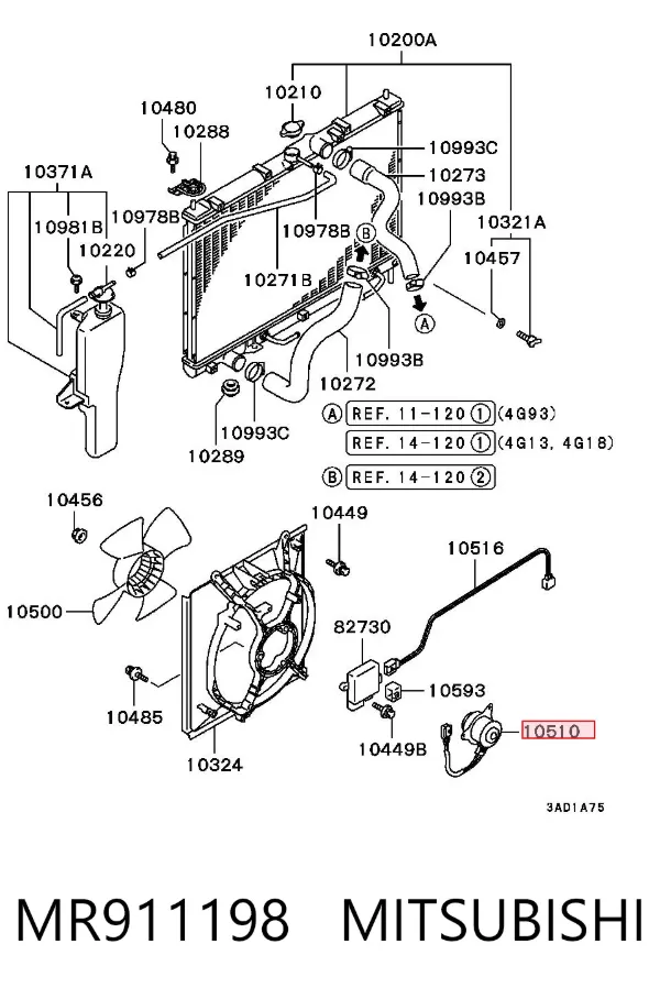 Motor ventilador del radiador MR911198 Mitsubishi