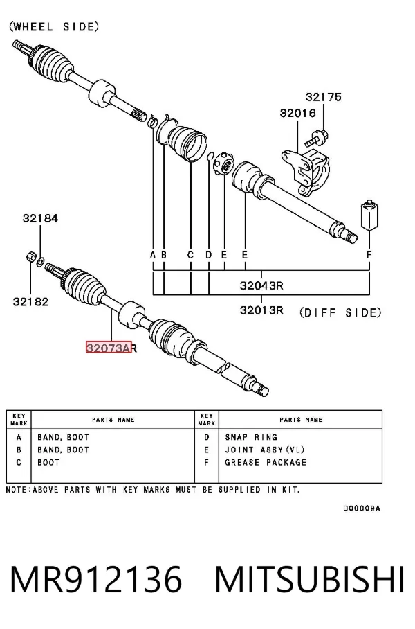 Junta homocinetica MR912136 Mitsubishi