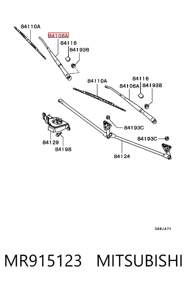 Brazo del limpiaparabrisas MR915123 Mitsubishi