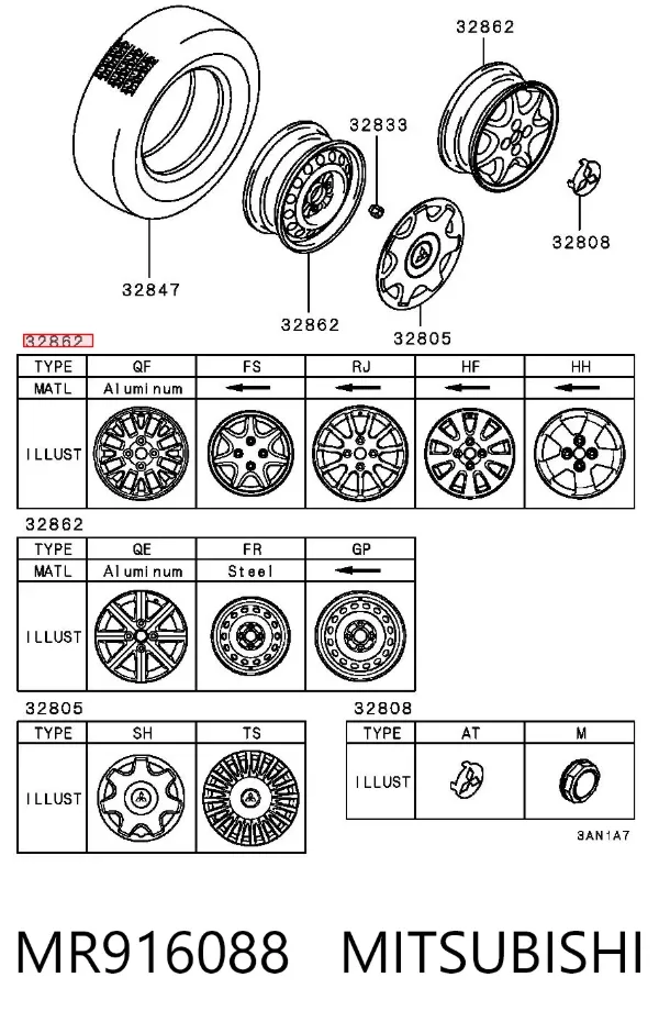 Llantas MR916088 Mitsubishi