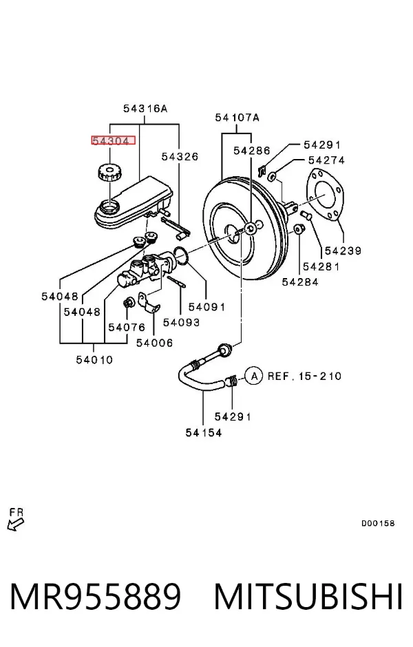 Tapa del depósito del cilindro maestro de freno MR955889 Mitsubishi