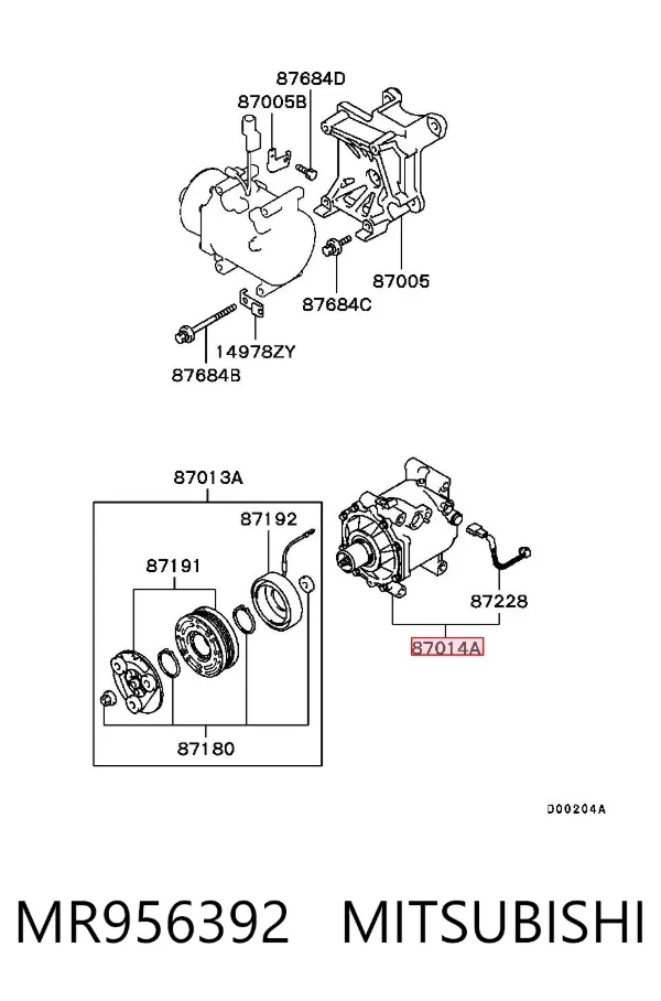 Compresor de aire acondicionado MR956392 Mitsubishi