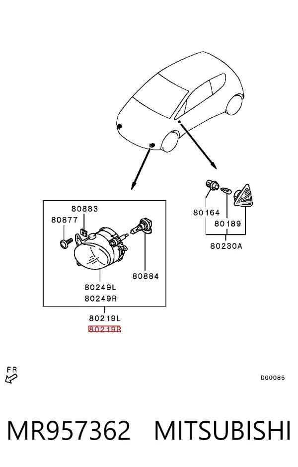 Faro antiniebla derecho MR957362 Mitsubishi
